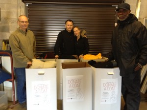 Water Street Gym Coat Drive Left to right; Gunther Stern, Steve and Susan Kostorowski, and roy Witherspoon