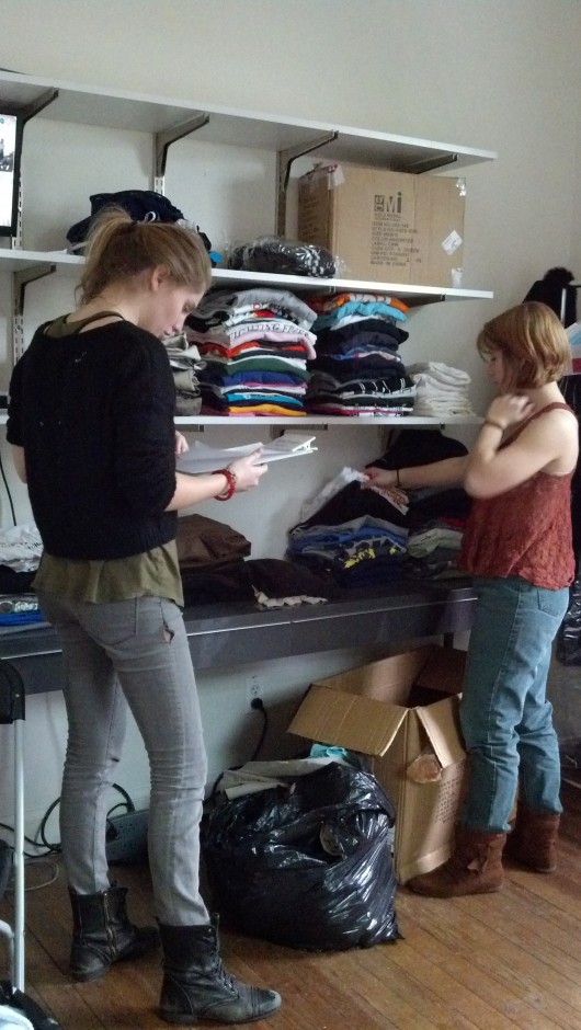 Alex and Kathryn organizing the closet